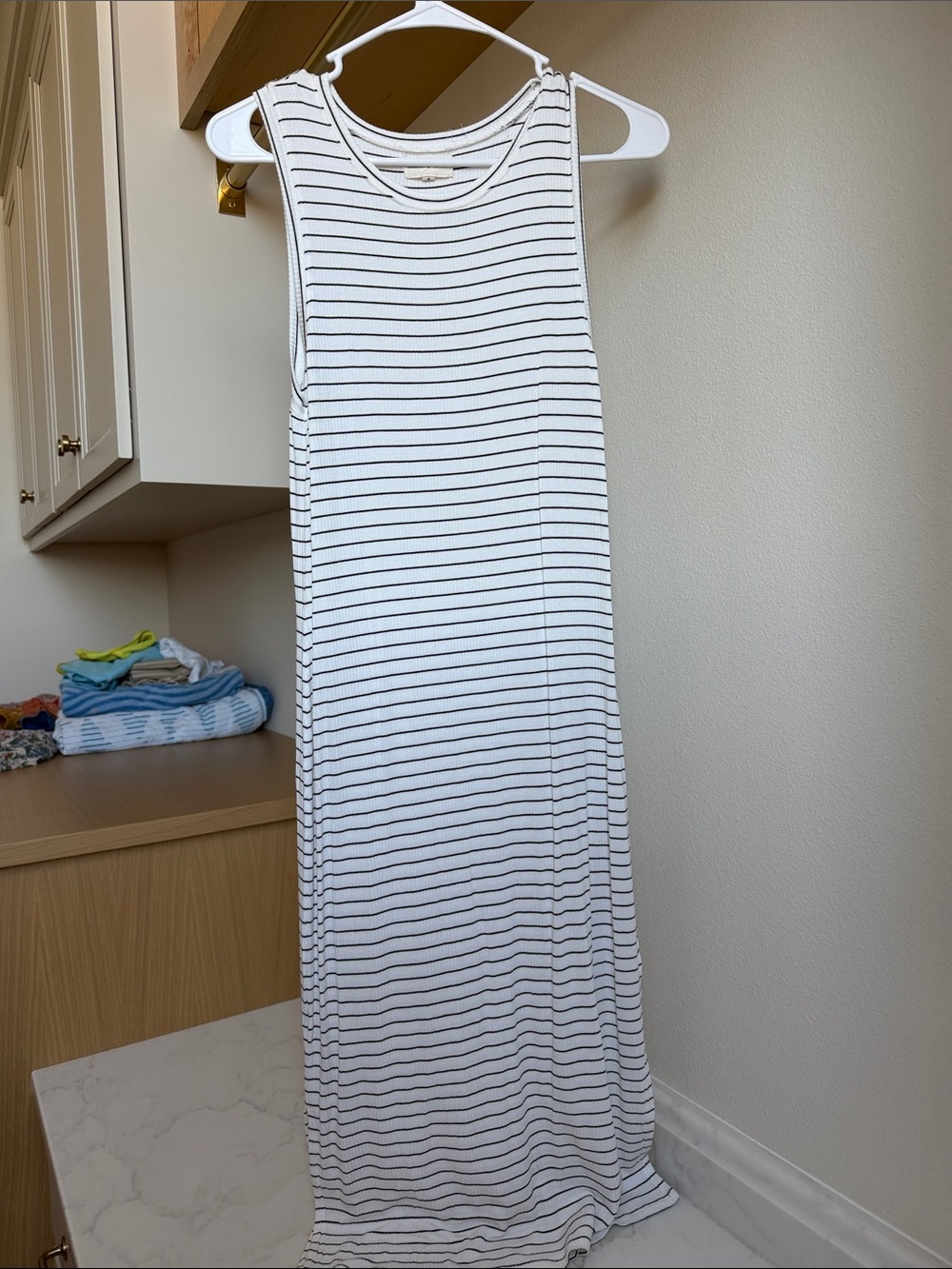 Thread & Supply White and Black Striped Sleeveless Maxi